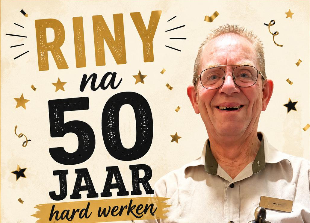 Riny 50 jaar gewerkt, nu met pensioen