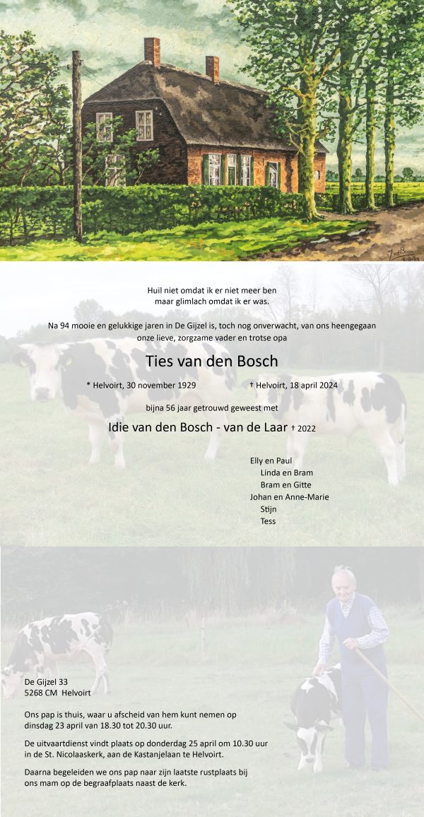 Rouwadvertentie Helvoirtnet dhr. Van den Bosch