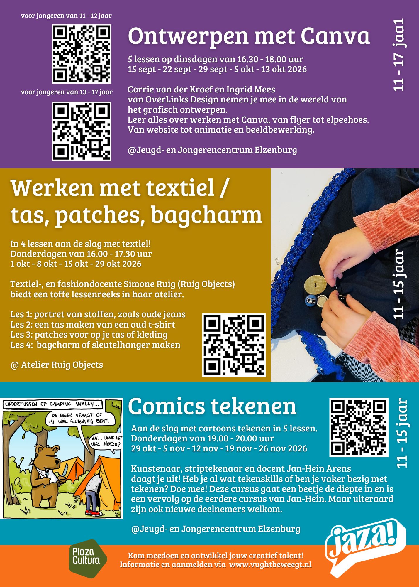 achterkant flyer crea cursussen najaar 2026 - Plaza Cultura